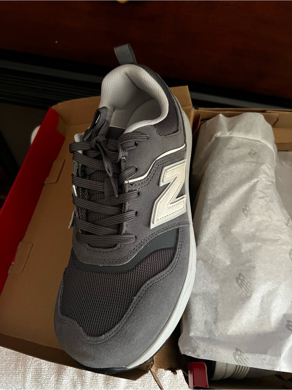 New Balance Red Shoe Box with White Label (Steel Toe)